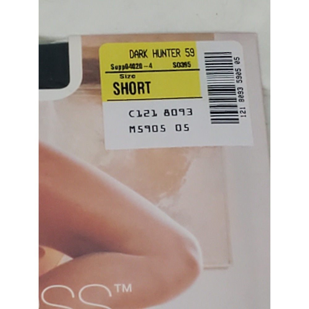 JCPenney Sheer Caress Control‎ Top Pantyhose Sandalfoot Dark Hunter Green Short - Picture 2 of 5